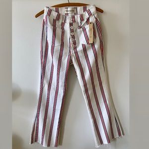 NWT Reformation Macgraw striped pants size 24